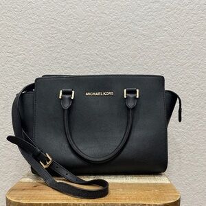 Michael Kors Black Leather Crossbody Shoulder Bag